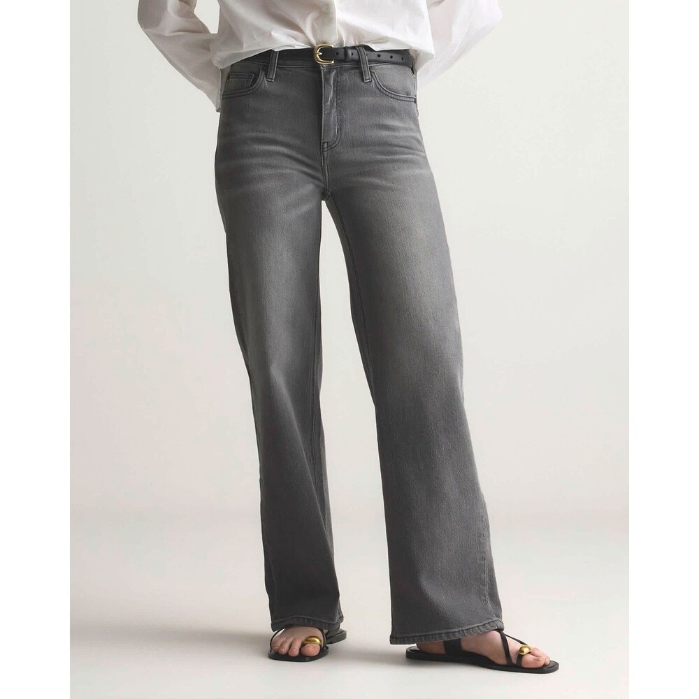 Quince Bella Relaxed Straight Jeans Stonewashed Grey High Rise Women’s Size 28